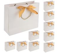 MAHIONG 20 Pack Large White Gift Bag, Gift Bags with Bow Ribbon, Luxury Paper Bags with Handles, Present Bag for Birthday Weddings, Party, Christmas, 32x25x10cm