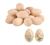 MAHIONG 20PCS Wooden Easter Eggs, Decorative Wooden Eggs for Crafts, 60x40mm Solid Plain Wood Egg for Easter, DIY
