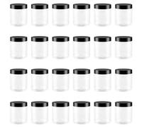 MAHIONG 24 Pack 250ml Clear Plastic Jars with Lids, 8.5oz Leak-Proof Food Storage Jars, Empty Containers for Herb, Spices, Sweets, Cosmetic, DIY Crafts