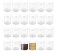 MAHIONG 24 Pack 250ml Clear Plastic Jars with White Lids, 8.5oz Leak-Proof Food Storage Jars, Empty Containers for Herb, Spices, Sweets, Cosmetic, DIY Crafts