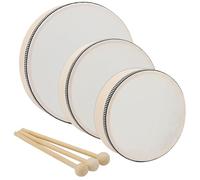 MAHIONG 3 Pack 6 Inch 8 Inch 10 Inch Tambourines, Wooden Hand Drums with 3 Drum Sticks for Rhythm Learning, Music Performances, Parties, and Percussion Enthusiasts