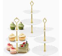 MAHIONG 3 PCS Afternoon Tea Stands, 3-Tier Cupcakes Stand, 35cm White Cupcakes Stand, Elegant Display Stand for Baby Shower, Tea Party, Wedding Home Decor