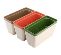 MAHIONG 3PCS Windowsill Herb Planter Box, Green, Orange, Brown Rectangle Herb Planter Indoor with Drainage Hole and Water Absorbent Strips, Self Double Layer Watering Plant Pots for Garden