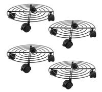MAHIONG 4 Pack 27cm Plant Caddy, 10 Inch Round Metal Plant Stand with Wheels, Flower Pot Trolley Holder with Swivel Casters for Indoor Outdoor Use