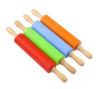 MAHIONG 4 Pack Rolling Pin for Baking, 15inch/38cm Large Rolling Pins with Wooden Handle, Silicone Rolling Pins for Pizza, Cookie, Pastry, Red, Green, Orange, Blue
