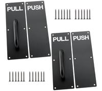 MAHIONG 4 PCS 12 x 4 Inch Stainless Steel Door Handle, Pull and Push Plates Door Handle with 24 Screws, Pull Push Handles for Commercial Home Office Places, Black
