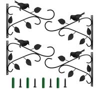 MAHIONG 4 PCS Brackets for Hanging Baskets, 12 Inch Black Hanging Basket Bracket, Outdoor Plant Hanger Wall Hooks for Lanterns, Plant, Bird Feeder, Garden