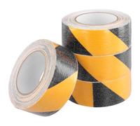 MAHIONG 4 Rolls Hazard Tape, Grip Tape, Anti Slip Tape, 5cm x 10m Black and Yellow Warning Tape, Caution Tape for Caution Marking, Anti-Slip Warning Tapes for Decking, Stairs, Floors