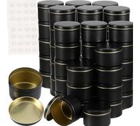 MAHIONG 48 Pieces 4 oz Black Candle Tins, Empty Candle Jars with Lids, Metal Candle Jars for Candle Making, Arts & Crafts