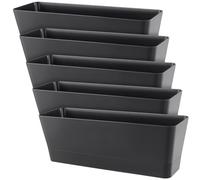 MAHIONG 5 PCS 31cm Rectangle Plant Pot, Succulent Planter Box with Drainage Holes and Tray, Indoor Outdoor Planter Trough for Window, Shelf, Kitchen Windowsill