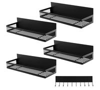 MAHIONG 5 PCS Magnetic Spice Rack, 3 Size Magnetic Shelf, Black Metal Hanging Spice Rack for Fridge, Kitchen Storage, Organisation