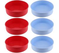 MAHIONG 6 Pcs 8 Inch Silicone Cake Tins, 20cm Non-Stick Cake Baking Pans, Quick Release Round Silicone Cake Mould for Cheesecakes, Brownies, Muffins