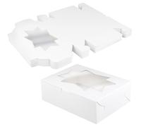 MAHIONG 60PCS Cookie Boxes, White Bakery Boxes with Window, 20.5 x 15.5 x 6.5cm Dessert Treat Boxes, Gift Packing Box for Cookies, Brownies, Macarons