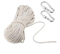 MAHIONG 6mm x 50m Soft Cotton Rope, 164 Feet 1/4 Inch Thick Cotton Rope Washing Line with Hooks, Multipurpose Macrame Cord for Outdoor DIY Decoration