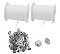 MAHIONG Candle Wicks Roll, 2 Rolls 61m Candle Thread Wick with 200 Pcs Metal Wick Sustainers for DIY Candle Making
