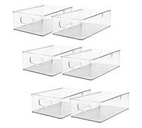 MAHIONG Fridge Storage Organiser Set of 6, Stackable Refrigerator Bins with Handles, Clear Organiser Containers for Kitchen, Refrigerator, Pantry, Cabinet