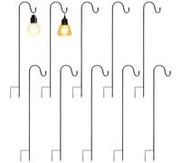 MAHIONG Set of 10 Shepherds Crook Garden Hooks, 32 Inch Adjustable Height Shepherds Hooks for Garden Lights, Metal Garden Border Hook for Lanterns, Lights, Plant Baskets, 4 Section Stitching