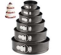 MAHIONG Set of 6 Round Cake Tin, 4" 7" 7.75" 9" 10" 11" Nonstick Springform Cake Tins Cheesecake Tin with Clasp, Loose Bottom Cake Tin Baking Pan Tray