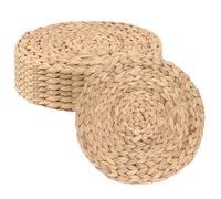 MAHIONG Set of 8 Round Woven Placemats, 30cm Heat Resistant Natural Water Hyacinth Home Made Table Placemats