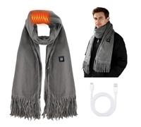 Mahiot Usb Heated Scarf for Women and Men, Electric Heated Neck Warmer with 5000mAh Power Bank, 3 Heating Levels Rechargeable Battery Powered Scarf for Outdoor Camping Hiking Skiing (Grey)