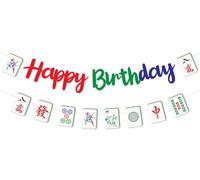 Mahjong Birthday Decorations Mahjong Theme Garland Happy Birthday Banner Mah Jong Hanging Decors Table Game 1st 2nd 3rd Bday Decor Game Night Games Celebration Bridal Shower Party Supplies