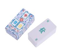 Mahjong Card, Card Game, Mahjong Playing Cards, Portable Leisure, Chinese Blue and White Porcelain Design, 136 Card Set, PVC, Waterproof, Portable, for Leisure with the Family