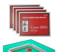 Mahjong Cards 2025, 4 Pieces Mahjong Rule Decks, 4.72x6.1x0.79 Inches Large Print Instruction Reference Set, Ideal for Beginners, Travel, Practice, Tournament, League, Game Night