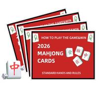 Mahjong Cards 2026 Standard Large Print, Red Theme 4PCS+1PCS Mnemonics