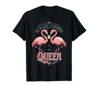 Mahjong Charleston Queen Flamingo Game Night Value Graphic T-Shirt, Men, Black, S