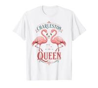 Mahjong Charleston Queen Flamingo Game Night Value Graphic T-Shirt, Men, White, S