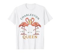 Mahjong Charleston Queen Flamingo Game Night Value Graphic T-Shirt, Men, White, S