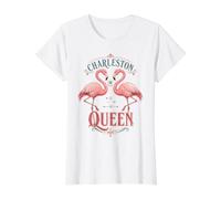 Mahjong Charleston Queen Flamingo Game Night Value Graphic T-Shirt, Women, White, S