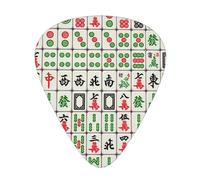 Mahjong Chinese Hipster Green 12 Pack Guitar Picks With 3 Thicknesses And Storage Box, Abs Plectrums For Electric Bass Guitar Players