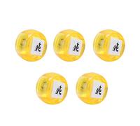 Mahjong Dice Set Chinese Characters North South East West 5Pcs Durable Plastic Dice for Board Games Mahjong Players Chinese Teaching Learning Prop (Shiny Yellow)