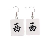 Mahjong Earrings Creative Resin Mahjong Dangle Earrings Geometric Play Gambling Drop Earring for Women Jewelry, Resin, resin