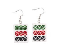 Mahjong Earrings Handmade Resin Mahjong Dangle Earrings Geometric Play Gambling Drop Earring for Women, Resin, no gem