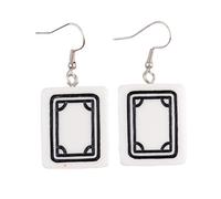Mahjong Earrings Handmade Resin Mahjong Dangle Earrings Geometric Play Gambling Drop Earring for Women, Resin, no gem