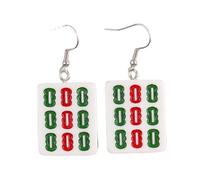 Mahjong Earrings Handmade Resin Mahjong Dangle Earrings Geometric Play Gambling Drop Earring for Women, Resin, no gem