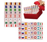 Mahjong Game Portable - Educational Development Toy | National Flag Tile Set, Strategy Tabletop Entertainment for teens wife husband son daughter family women boys girls youth friends school holidays