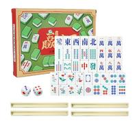 Mahjong Game Set | Cute Traditional Portable Mah Jongg Game - Classic Mini Mahjong Set - for Beginner Men Family Gathering Party Birthday Outdoor Camping Coastal Pool Golf Mountain