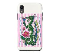 Mahjong Green Dragon Tile Player Bamboo Stripes Cocktails Case for iPhone XR