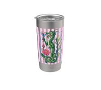 Mahjong Green Dragon Tile Player Bamboo Stripes Cocktails Stainless Steel Insulated Tumbler