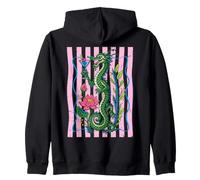 Mahjong Green Dragon Tile Player Bamboo Stripes Cocktails Zip Hoodie