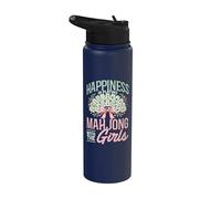Mahjong Happiness is Playing, Tile Game Player, Mah Jong Stainless Steel Insulated Water Bottle