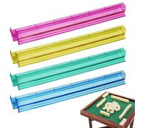 Mahjong Holders With Pushers - 2 In 1 Set Clear Acrylic | Four Multi-Color Mah Jongg Organizers, American Style Tile Holder, Smooth Push Rail, Game Accessory D