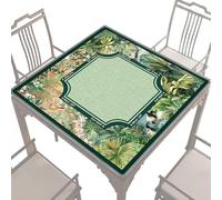 Mahjong Mat 31.5 x 31.5 Inch - Diatom Mud Noise-Reducing Tablecloth | Tropical Plant Vintage Game Cover for Poker, Dominoes & Tile Cards | Square Non-Slip Protector Suitable for Home Parties and Dorms