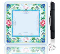 Mahjong Mat - 33" American Mah jongg Table Mat with Rules (Peony & Lantern)