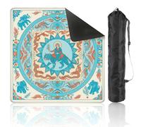 Mahjong Mat 80x80cm Mandalic Tiger Rider Radiant Halo Elephant Accents Mah Jong Set Game Table Cloth Noise Reduction Non-Slip Portable Table Cover for Card Poker Board Tiles Games