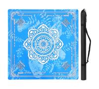 Mahjong Mat, Blue Anti-Slip & Noise Reduction Table Cover, Printed Mahjong Tablecloth with Black Carrying Bag for Card, Board and Tile Games(Style-A)