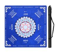 Mahjong Mat, Blue Anti-Slip & Noise Reduction Table Cover, Printed Mahjong Tablecloth with Black Carrying Bag for Card, Board and Tile Games(Style-C)